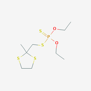 molecular formula C9H19O2PS4 B091750 Phosphorodithioic acid, O,O-diethyl S-((2-methyl-1,3-dithiolan-2-yl)methyl) ester CAS No. 1018-28-6