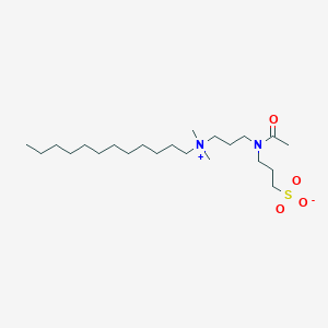 molecular formula C22H46N2O4S B009180 3-[Acetyl-[3-[dodecyl(dimethyl)azaniumyl]propyl]amino]propane-1-sulfonate CAS No. 103683-20-1