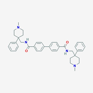 molecular formula C40H46N4O2 B091921 4,4'-Biphenyldicarboxamide, N,N'-bis(1-methyl-4-phenyl-4-piperidylmethyl)- CAS No. 15234-97-6