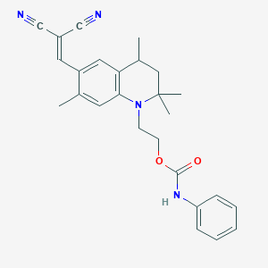 molecular formula C26H28N4O2 B091936 2-[6-(2,2-Dicyanovinyl)-1,2,3,4-tetrahydro-2,2,4,7-tetramethylquinolin-1-yl]ethyl carbanilate CAS No. 18178-47-7