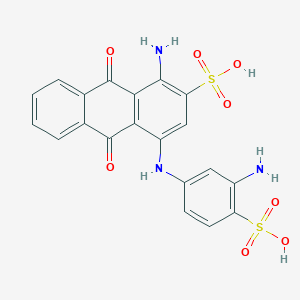 molecular formula C20H15N3O8S2 B092004 2-Anthracenesulfonic acid, 1-amino-4-[(3-amino-4-sulfophenyl)amino]-9,10-dihydro-9,10-dioxo- CAS No. 128-99-4