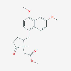 molecular formula C22H26O5 B092030 Cyclopentaneacetic acid, 2-[(4,6-dimethoxy-1-naphthyl)methyl]-1-methyl-5-oxo-, methyl ester CAS No. 15384-83-5