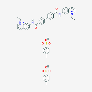 molecular formula C50H48N4O8S2+2 B092353 Quinolinium, 7,7'-(4,4'-biphenylylenebis(carbonylimino))bis(1-ethyl-, di-p-toluenesulfonate CAS No. 18355-51-6