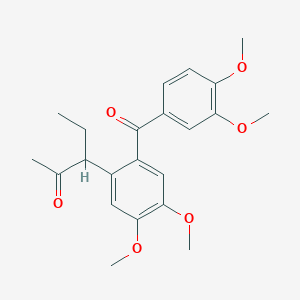 molecular formula C22H26O6 B092361 3-(2-(3,4-Dimethoxybenzoyl)-4,5-dimethoxyphenyl)pentan-2-one CAS No. 15462-91-6