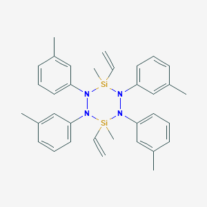 molecular formula C34H40N4Si2 B092445 3,6-Bis(ethenyl)-3,6-dimethyl-1,2,4,5-tetrakis(3-methylphenyl)-1,2,4,5,3,6-tetrazadisilinane CAS No. 17082-87-0