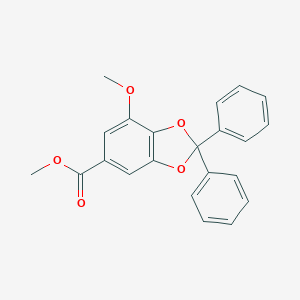 molecular formula C22H18O5 B009251 Methyl 7-methoxy-2,2-diphenyl-1,3-benzodioxole-5-carboxylate CAS No. 102706-14-9