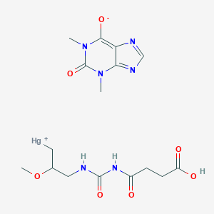 molecular formula C16H22HgN6O7 B092593 [3-(3-Carboxypropanoylcarbamoylamino)-2-methoxypropyl]mercury(1+);1,3-dimethyl-2-oxopurin-6-olate CAS No. 113-50-8