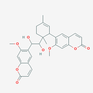 molecular formula C30H30O8 B092674 6-[6-[1,2-Dihydroxy-2-(7-methoxy-2-oxochromen-6-yl)ethyl]-3,6-dimethylcyclohex-2-en-1-yl]-7-methoxychromen-2-one CAS No. 18458-68-9