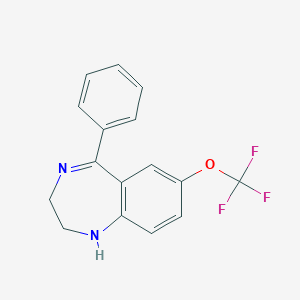 molecular formula C16H13F3N2O B092703 1H-1,4-Benzodiazepine, 2,3-dihydro-5-phenyl-7-trifluoromethoxy- CAS No. 19337-66-7