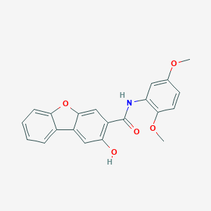 molecular formula C21H17NO5 B092725 3-Dibenzofurancarboxamide, N-(2,5-dimethoxyphenyl)-2-hydroxy- CAS No. 132-62-7