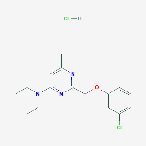 molecular formula C16H21Cl2N3O B009303 Pyrimidine, 2-((m-chlorophenoxy)methyl)-4-(diethylamino)-6-methyl-, hydrochloride CAS No. 102207-81-8