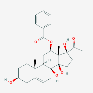 molecular formula C28H36O7 B093225 14beta,17alpha-Pregn-5-en-20-one, 3beta,8,12beta,14,17-pentahydroxy-, 12-benzoate CAS No. 19308-44-2