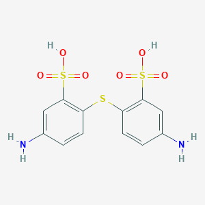 molecular formula C12H12N2O6S3 B093311 Benzenesulfonic acid, 2,2'-thiobis[5-amino- CAS No. 118-86-5