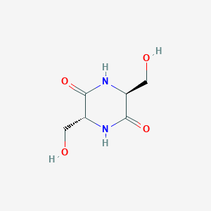 molecular formula C6H10N2O4 B093349 (3R,6S)-3,6-Bis(hydroxymethyl)piperazine-2,5-dione CAS No. 15996-16-4