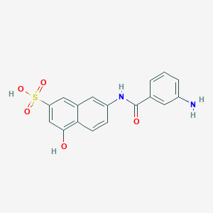 molecular formula C17H14N2O5S B093379 2-Naphthalenesulfonic acid, 7-[(3-aminobenzoyl)amino]-4-hydroxy- CAS No. 118-50-3
