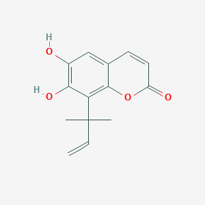 molecular formula C14H14O4 B093528 6,7-Dihydroxy-8-(2-methylbut-3-EN-2-YL)chromen-2-one CAS No. 15870-94-7