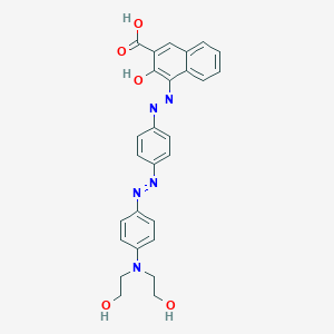 molecular formula C27H25N5O5 B093687 2-Naphthalenecarboxylic acid, 4-[[4-[[4-[bis(2-hydroxyethyl)amino]phenyl]azo]phenyl]azo]-3-hydroxy- CAS No. 15773-36-1