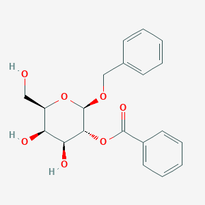 molecular formula C20H22O7 B093689 [(2R,3R,4S,5R,6R)-4,5-dihydroxy-6-(hydroxymethyl)-2-phenylmethoxyoxan-3-yl] benzoate CAS No. 16741-15-4