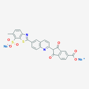 molecular formula C27H14N2Na2O7S2 B093889 Disodium 2-(6-(6-methyl-7-sulphonatobenzothiazol-2-yl)-2-quinolyl)-1,3-dioxoindan-5-carboxylate CAS No. 16249-87-9