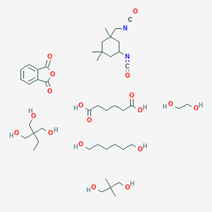 molecular formula C45H78N2O18 B009416 2-Benzofuran-1,3-dione;2,2-dimethylpropane-1,3-diol;ethane-1,2-diol;2-ethyl-2-(hydroxymethyl)propane-1,3-diol;hexanedioic acid;hexane-1,6-diol;5-isocyanato-1-(isocyanatomethyl)-1,3,3-trimethylcyclohexane CAS No. 103570-31-6
