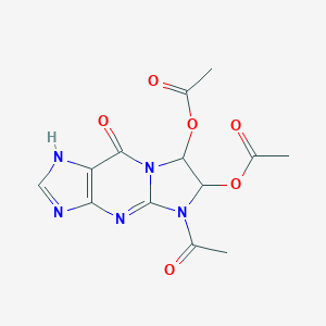 molecular formula C13H13N5O6 B009425 9H-Imidazo[1,2-a]purin-9-one,  5-acetyl-6,7-bis(acetyloxy)-3,5,6,7-tetrahydro- CAS No. 107698-70-4