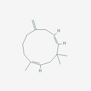 molecular formula C15H24 B094294 1,4,4-Trimethyl-8-methylene-1,5-cycloundecadiene CAS No. 116-04-1