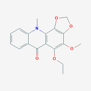 molecular formula C18H17NO5 B094299 5-Ethoxy-4-methoxy-11-methyl-[1,3]dioxolo[4,5-c]acridin-6-one CAS No. 17014-57-2