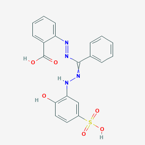 molecular formula C20H16N4O6S B094326 Benzoic acid, 2-[[[(2-hydroxy-5-sulfophenyl)azo]phenylmethylene]hydrazino]- CAS No. 135-52-4