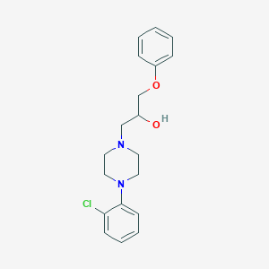 molecular formula C19H23ClN2O2 B094634 1-Piperazineethanol, 4-(o-chlorophenyl)-alpha-phenoxymethyl- CAS No. 1047-41-2