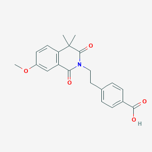 molecular formula C21H21NO5 B009471 4-(2-(3,4-Dihydro-7-methoxy-4,4-dimethyl-1,3-dioxo-2(1H)-isoquinolyl)ethyl)benzoic acid CAS No. 103625-42-9