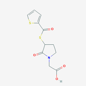 molecular formula C11H11NO4S2 B009484 2-Oxo-3-((2-thienylcarbonyl)thio)-1-pyrrolidineacetic acid CAS No. 104473-04-3