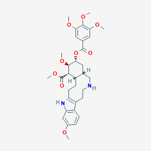 molecular formula C33H42N2O9 B094887 Methyl (4S,5S,6R,7R,9S)-6,18-dimethoxy-7-(3,4,5-trimethoxybenzoyl)oxy-11,21-diazatetracyclo[12.7.0.04,9.015,20]henicosa-1(14),15(20),16,18-tetraene-5-carboxylate CAS No. 16625-52-8