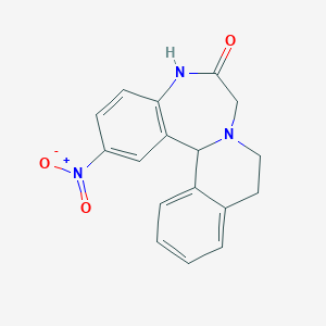 molecular formula C17H15N3O3 B094932 2-Nitro-6,7,9,10-tetrahydro-5H-isoquino(2,1-d)(1,4)benzodiazepin-6-one CAS No. 17617-18-4