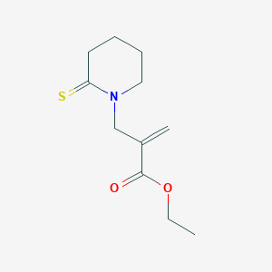 molecular formula C11H17NO2S B009504 Ethyl 2-[(2-sulfanylidenepiperidin-1-yl)methyl]prop-2-enoate CAS No. 105284-82-0
