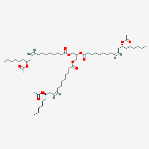 molecular formula C63H110O12 B095108 9-Octadecenoic acid, 12-(acetyloxy)-, 1,2,3-propanetriyl ester, (9Z,9'Z,9''Z,12R,12'R,12''R)- CAS No. 101-34-8