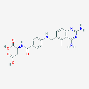 molecular formula C21H22N6O5 B095179 Aspartic acid, N-(p-(((2,4-diamino-5-methyl-6-quinazolinyl)methyl)amino)benzoyl)-, L- CAS No. 18921-70-5
