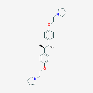 molecular formula C28H40N2O2 B095261 Pyrrolidine, 1,1'-((1,2-dimethylethylene)bis(p-phenyleneoxyethylene))di-, meso- CAS No. 15515-44-3