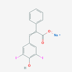 molecular formula C15H9I2NaO3 B095527 Sodium beta-(3,5-diiodo-4-hydroxyphenyl)atropate CAS No. 17162-17-3