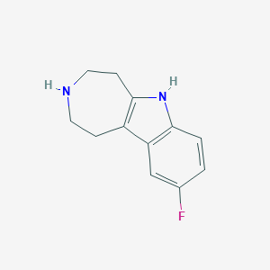 molecular formula C12H13FN2 B095534 AZEPINO(4,5-b)INDOLE, 9-FLUORO-1,2,3,4,5,6-HEXAHYDRO- CAS No. 15918-85-1