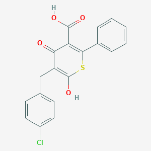 molecular formula C19H13ClO4S B095648 3-(p-Chlorobenzyl)-4-hydroxy-2-oxo-6-phenyl-2H-thiopyran-5-carboxylic acid CAS No. 19436-56-7