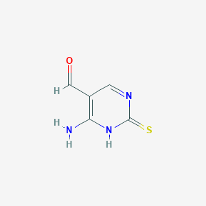 molecular formula C5H5N3OS B009572 4-Amino-2-sulfanylpyrimidine-5-carbaldehyde CAS No. 105161-35-1