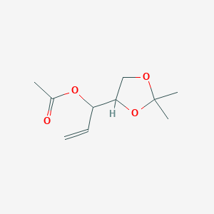 molecular formula C10H16O4 B095954 2,2-Dimethyl-alpha-vinyl-1,3-dioxolane-4-methanol acetate CAS No. 18524-20-4