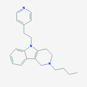 molecular formula C22H27N3 B095977 1H-Pyrido(4,3-b)indole, 2,3,4,5-tetrahydro-2-butyl-5-(2-(4-pyridyl)ethyl)- CAS No. 16566-78-2