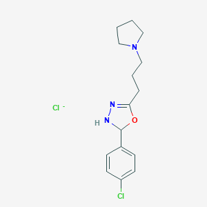 molecular formula C15H20Cl2N3O- B009601 2-(4-chlorophenyl)-5-(3-pyrrolidin-1-ylpropyl)-2,3-dihydro-1,3,4-oxadi azole chloride CAS No. 102504-34-7