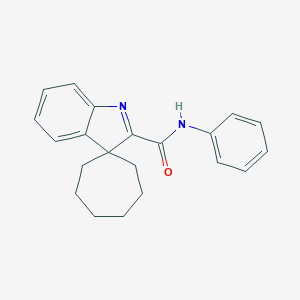 molecular formula C21H22N2O B096064 Spiro[cycloheptane-1,3'-[3H]indole]-2'-carboxanilide CAS No. 15308-86-8