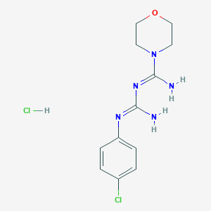 molecular formula C12H17Cl2N5O B009611 4-Morpholinecarboxamidine, N-((p-chlorophenyl)amidino)-, monohydrochloride CAS No. 19803-81-7