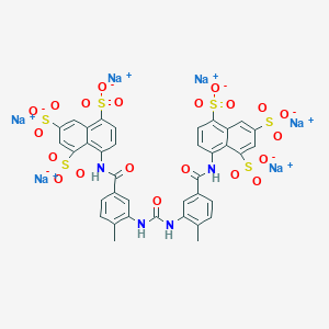 molecular formula C37H24N4Na6O21S6 B009620 Hexasodium;8-[[4-methyl-3-[[2-methyl-5-[(4,6,8-trisulfonatonaphthalen-1-yl)carbamoyl]phenyl]carbamoylamino]benzoyl]amino]naphthalene-1,3,5-trisulfonate CAS No. 104869-32-1