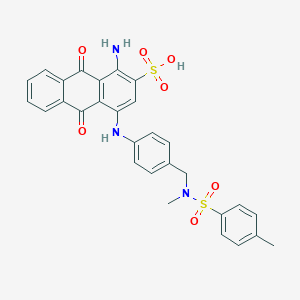 molecular formula C29H25N3O7S2 B096238 1-Amino-9,10-dihydro-4-((4-((methyl((4-methylphenyl)sulphonyl)amino)methyl)phenyl)amino)-9,10-dioxoanthracene-2-sulphonic acid CAS No. 18013-23-5