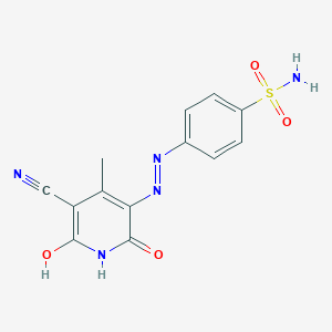 molecular formula C13H11N5O4S B096239 Benzenesulfonamide, 4-[(5-cyano-1,2-dihydro-6-hydroxy-4-methyl-2-oxo-3-pyridinyl)azo]- CAS No. 16539-99-4