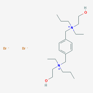 molecular formula C22H42Br2N2O2 B009629 AMMONIUM, (p-PHENYLENEDIMETHYLENE)BIS(ETHYL(2-HYDROXYETHYL)PROPYL-, DIBROMIDE CAS No. 101710-64-9